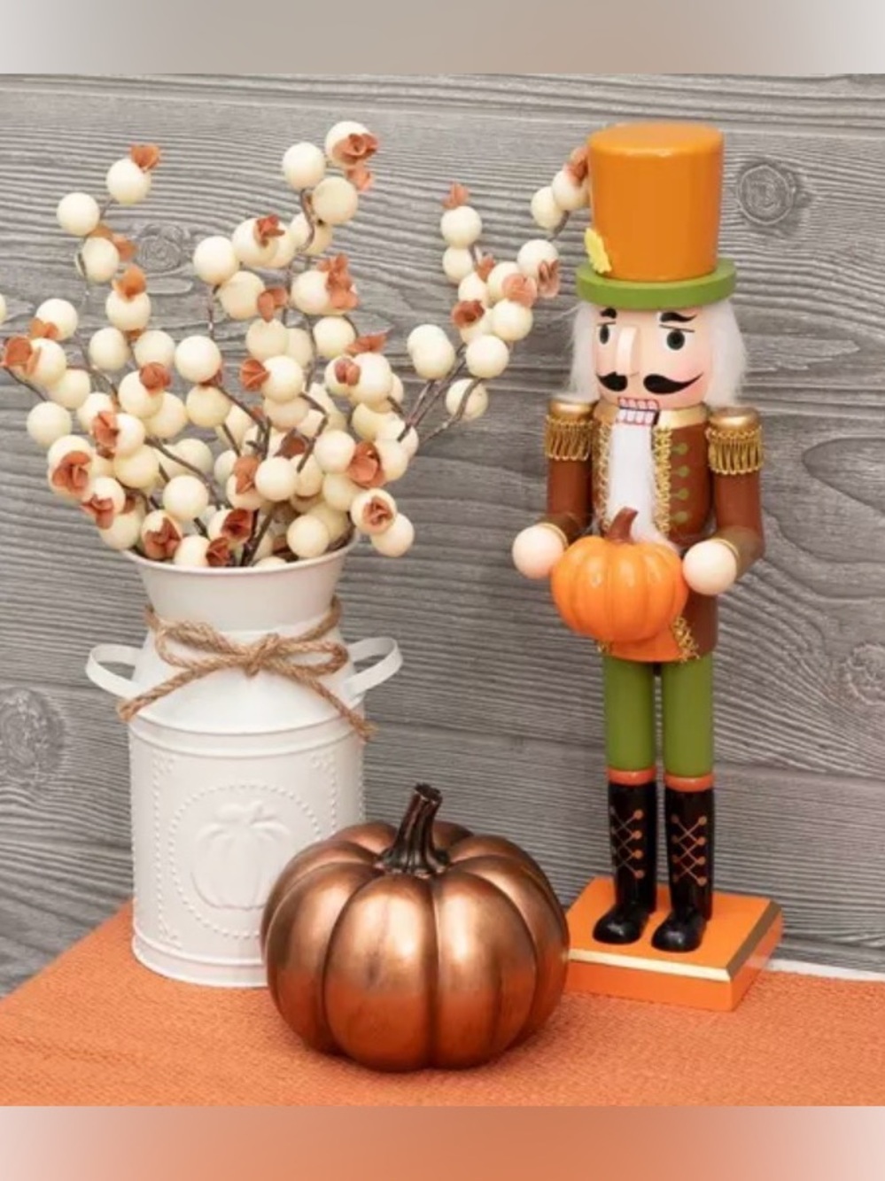 Fall Nutcracker  with Pumpkin - Orange & Green